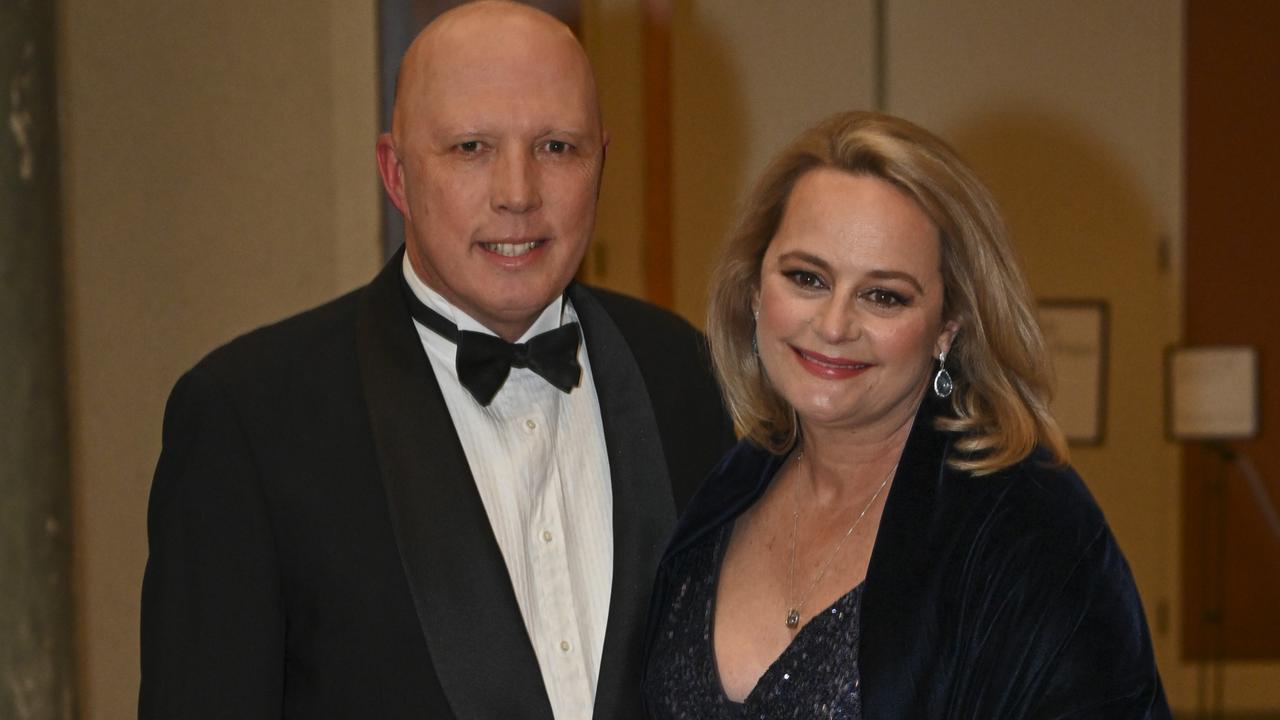 Peter Dutton with his his wife Kirilly. Picture: NCA NewsWire / Martin Ollman