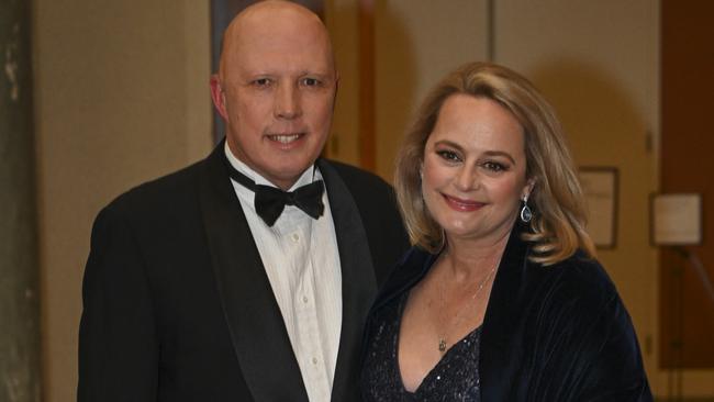 Peter Dutton with his his wife Kirilly. Picture: NCA NewsWire / Martin Ollman