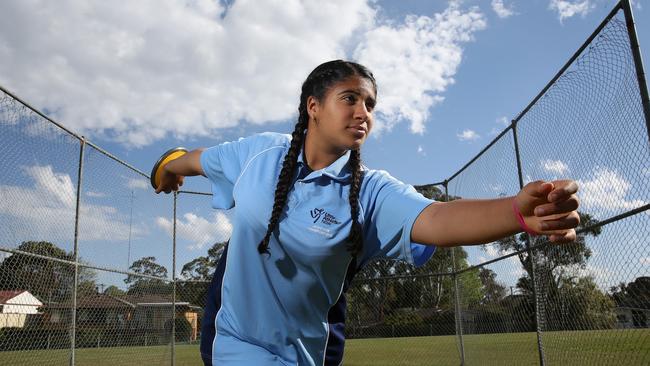 Sally Shokry, 14, excels in discus, shot put, and javelin. Pictures: Carmela Roche