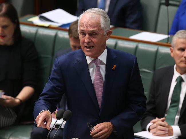 PM Malcolm Turnbull during Question Time in the House of Representatives Chamber at Parliament House in Canberra. Picture Kym Smith