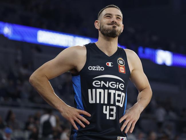 MELBOURNE, AUSTRALIA - OCTOBER 27: Chris Goulding of United reacts ahead of the round six NBL match between Melbourne United and Cairns Taipans at John Cain Arena, on October 27, 2024, in Melbourne, Australia. (Photo by Daniel Pockett/Getty Images)