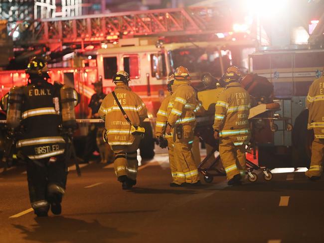 Police, firefighters and emergency workers at the scene of an explosion in Chelsea, Manhattan. Picture: Spencer Platt /Getty Images / AFP