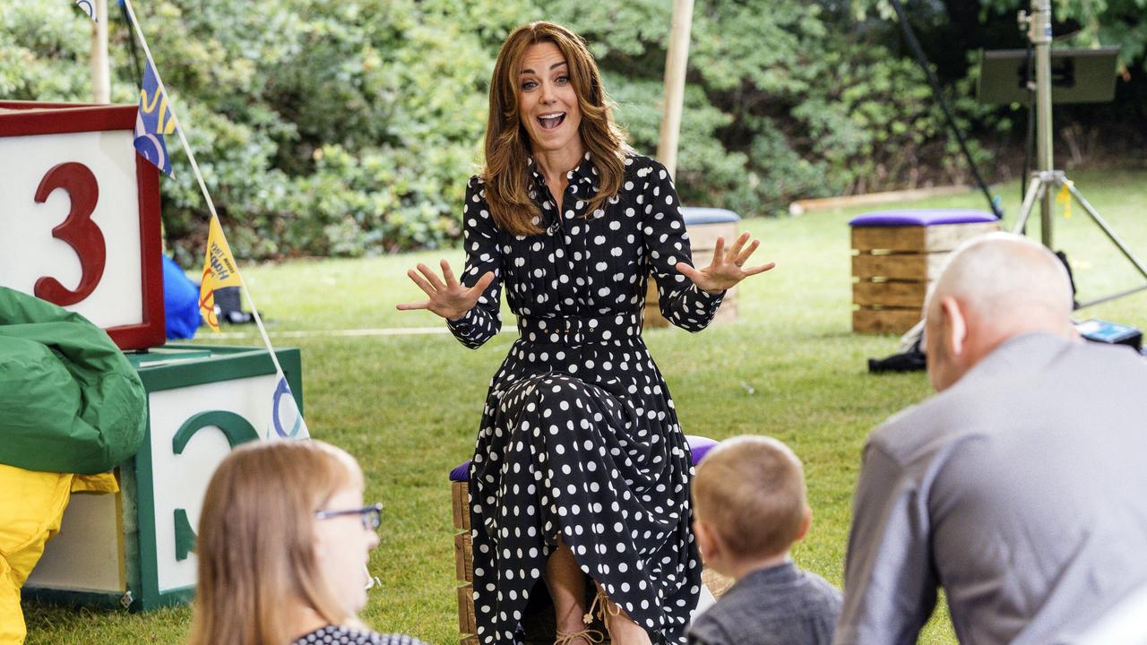 Kate Duchess of Cambridge meets parents at the launch of a new BBC education resource Tiny Happy People in London. Picture: Kensington Palace via AP.