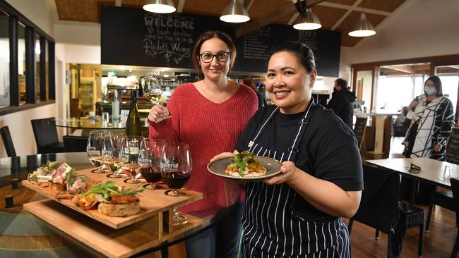 Ali Paulett of Paulett Wines with recently employed chef Dannavel Sarmiento, in the Clare Valley. Picture: Tom Huntley