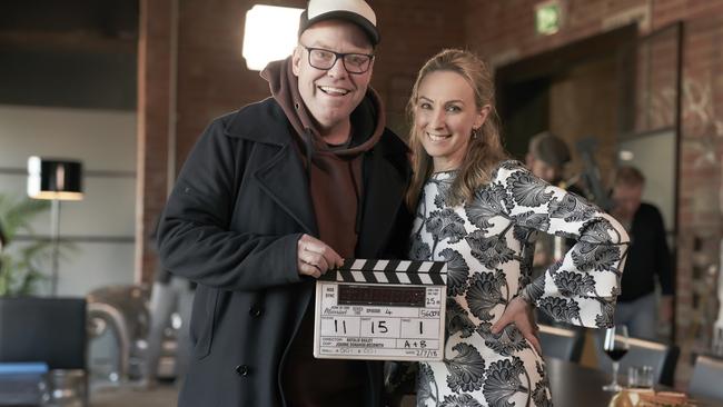 Peter Helliar and Lisa McCune on the set of the new Channel 10 comedy series How To Stay Married. Picture: Supplied/Channel 10