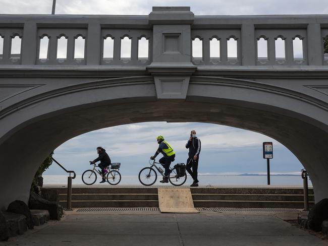 People get some exercise in Melbourne. Picture: Daniel Pockett