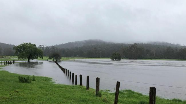 Flooded paddocks at Timbillica near the NSW-Victoria border. Picture: Supplied