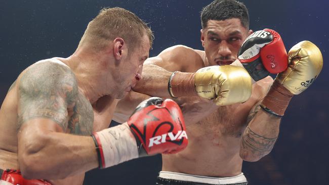 Opetaia during the IBF cruiserweight title fight at the Gold Coast. Picture: Peter Wallis/Getty Images