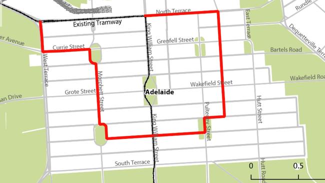 One of the AdeLINK tram route proposals.