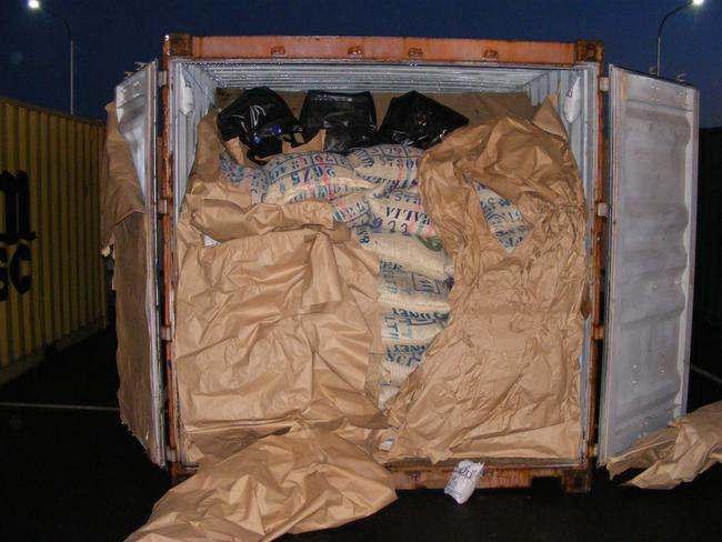 The cocaine shipment hidden in a container from Panama. Picture: Australian Federal Police.