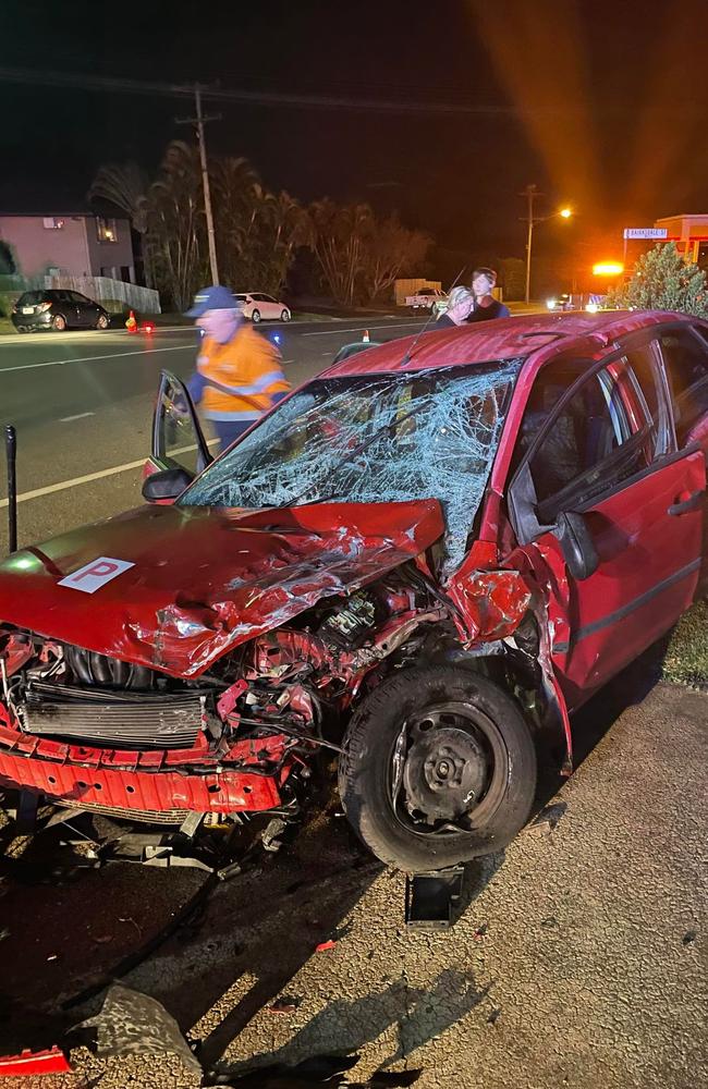 Seth’s car after the alleged car crash in Buderim on August 9, 2022. Picture: Contributed