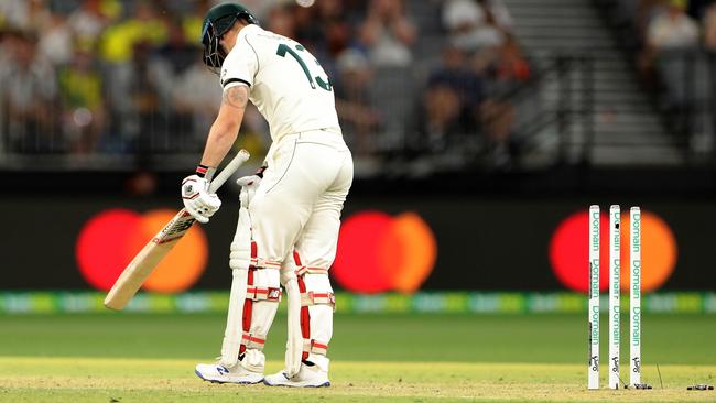 Matthew Wade after being bowled by Tim Southee. Picture: AAP