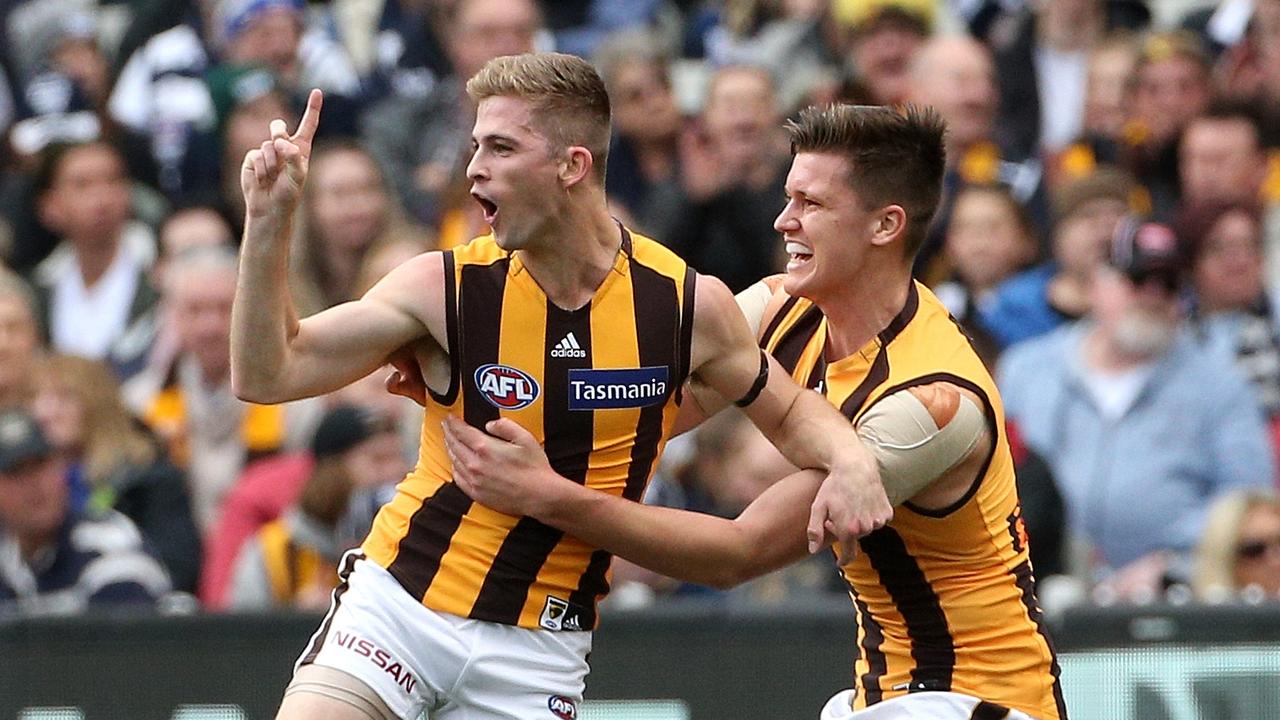Ollie Hanrahan and Mitchell Lewis are leading Hawthorn’s new forward line.