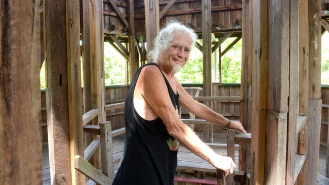 Guy Feldmann inside the upper levels of the Rainbow Temple. Picture: Liana Boss