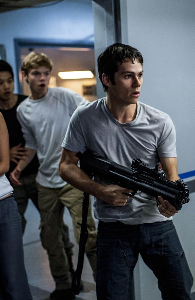 Dylan O'Brien in a scene from film Maze Runner: The Scorch Trials.