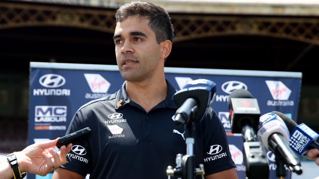 New Blue Jack Martin speaks to media after being unveiled at Carlton. Pic: Getty Images