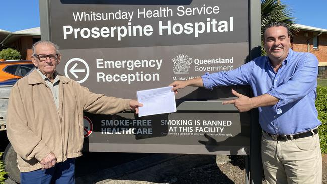 Member for Whitsunday Jason Costigan (right) launched a petition at Proserpine Hospital alongside Midge Point resident Navio Zeglio in June.