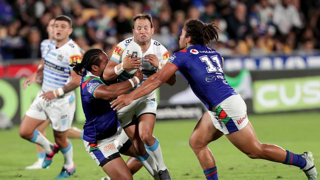 Tyrone Roberts and Ash Taylor got through the game unscathed. (AAP Image/David Rowland) 