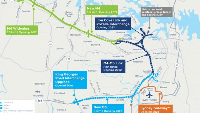 A map of the WestConnex project.