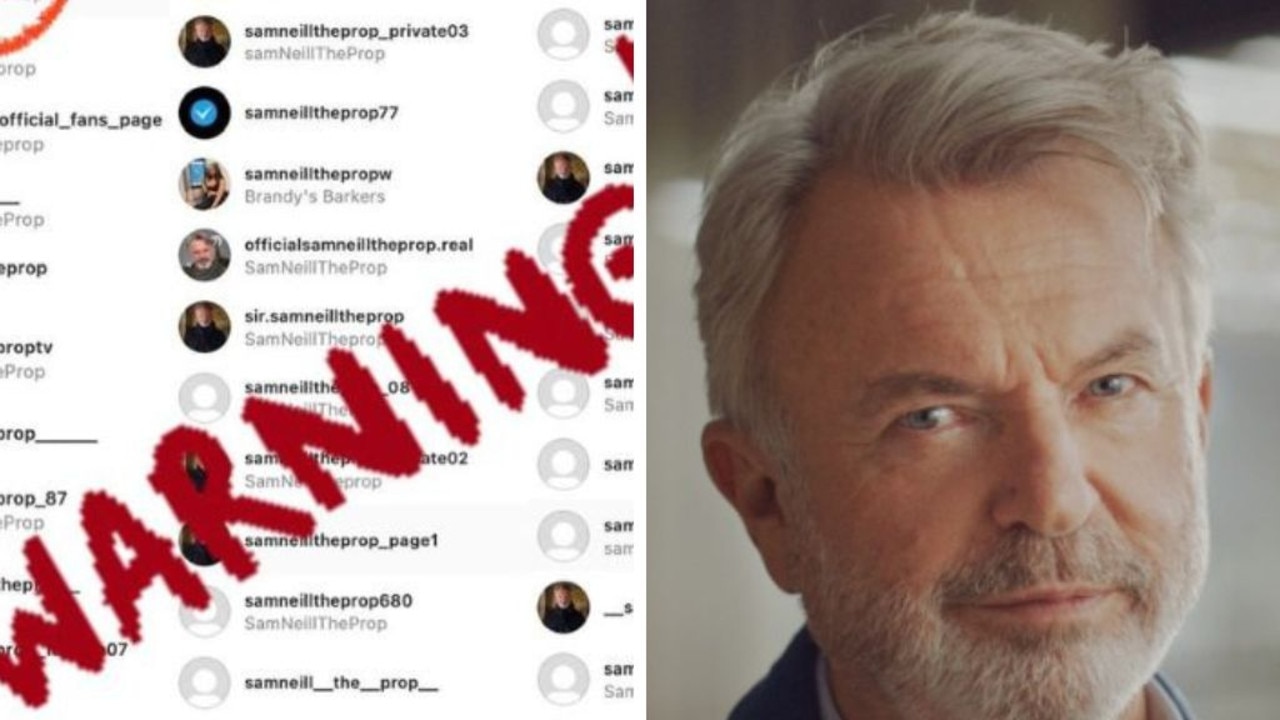 Jurassic Park star Sam Neill has issued a warning for fans falling for love scams. Picture: Supplied.