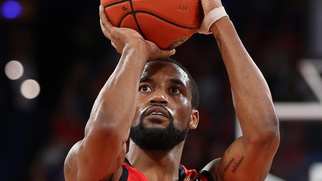 PERTH, AUSTRALIA - DECEMBER 01: Bryce Cotton of the Wildcats shoots a free throw during the round 10 NBL match between Perth Wildcats and New Zealand Breakers at RAC Arena, on December 01, 2024, in Perth, Australia. (Photo by Paul Kane/Getty Images)