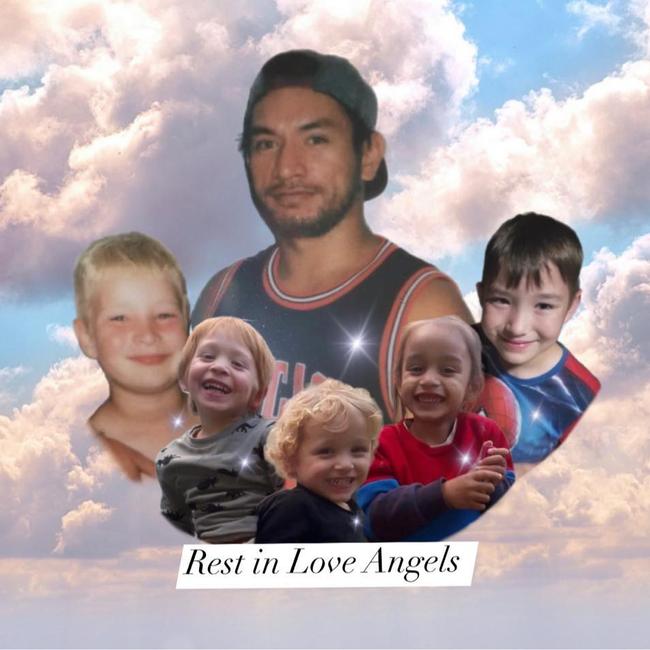 Wayne Godinet, centre, and his five sons all died in a horror house fire. Picture: Facebook