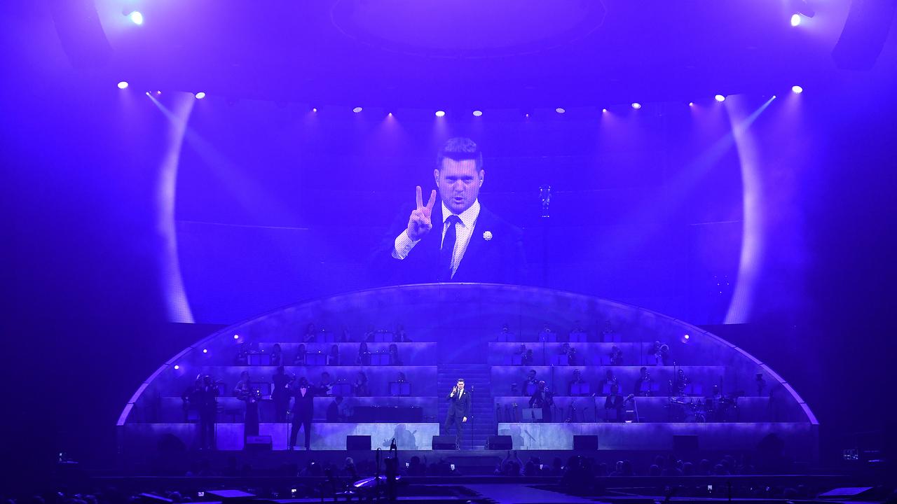 Michael Buble concert at Brisbane Entertainment Centre. Tuesday February 4, 2020. (AAP image, John Gass)