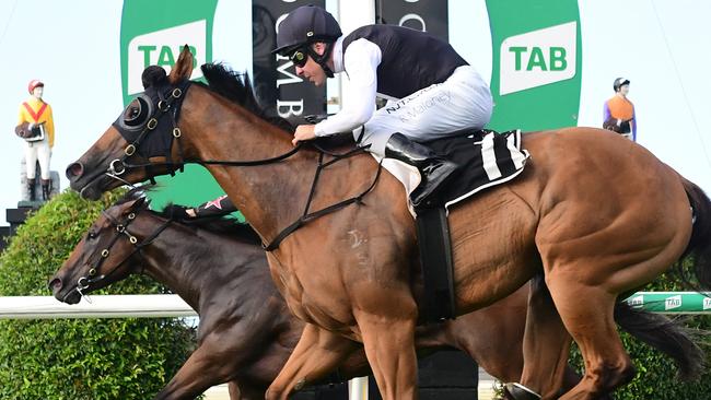 Isotope (ouside) edges out Away Game in the Golde Edition Plate at Doomben. Picture: Trackside Photography