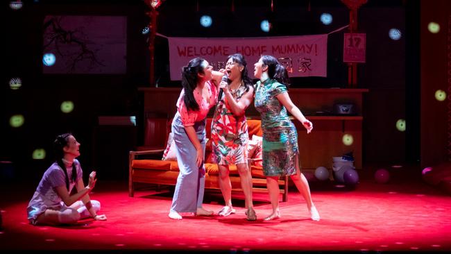 Single Asian Female, by State Theatre Company of SA. Kristen O'Dwyer as Katie, Juanita Navas-Nguyen as Zoe, Fiona Choi as Pearl, Elvy-Lee Quici as Mei. Picture: Matt Byrne