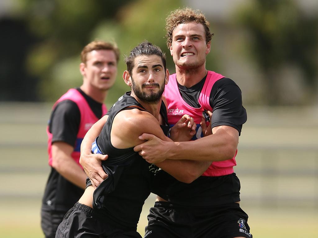 Witts and Brodie Grundy enjoyed healthy competition at Collingwood’s training sessions. Picture: Michael Dodge/Getty Images