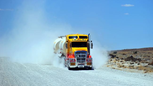 A road train motor truck on the Strzelecki Track.