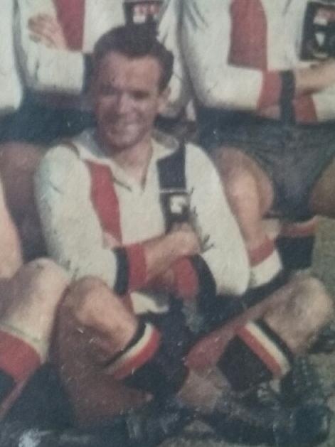 Brian Milnes in a Saints team photo from the 1950s.