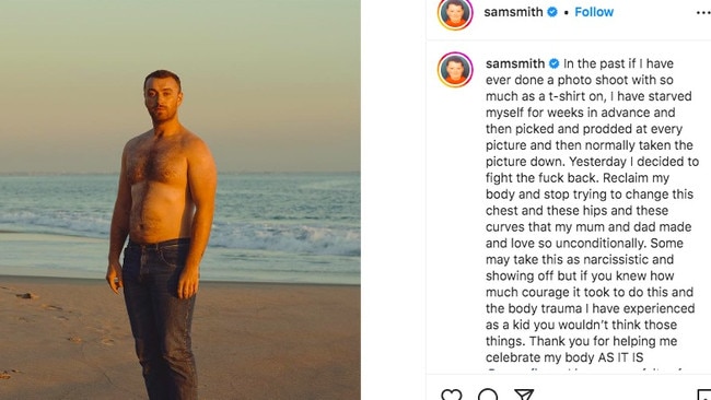 Sam Smith has been struggling with body positivity but came to terms with it in 2019.