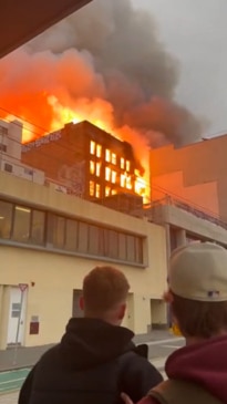 Terrifying footage captures fire erupting in Sydney's CBD