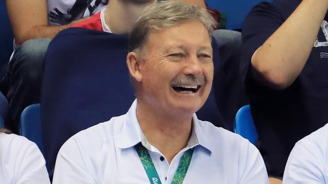 John Bertrand watches the swimming action in Rio. Picture: Alex Coppel