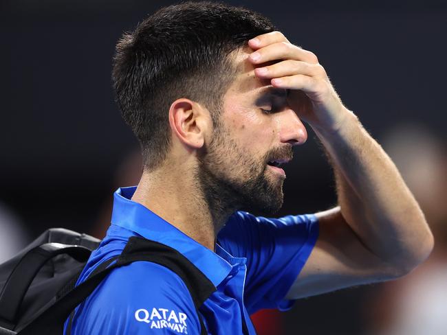 Novak Djokovic leaves the court after losing his quarter-final match against Reilly Opelka. Picture: Getty Images