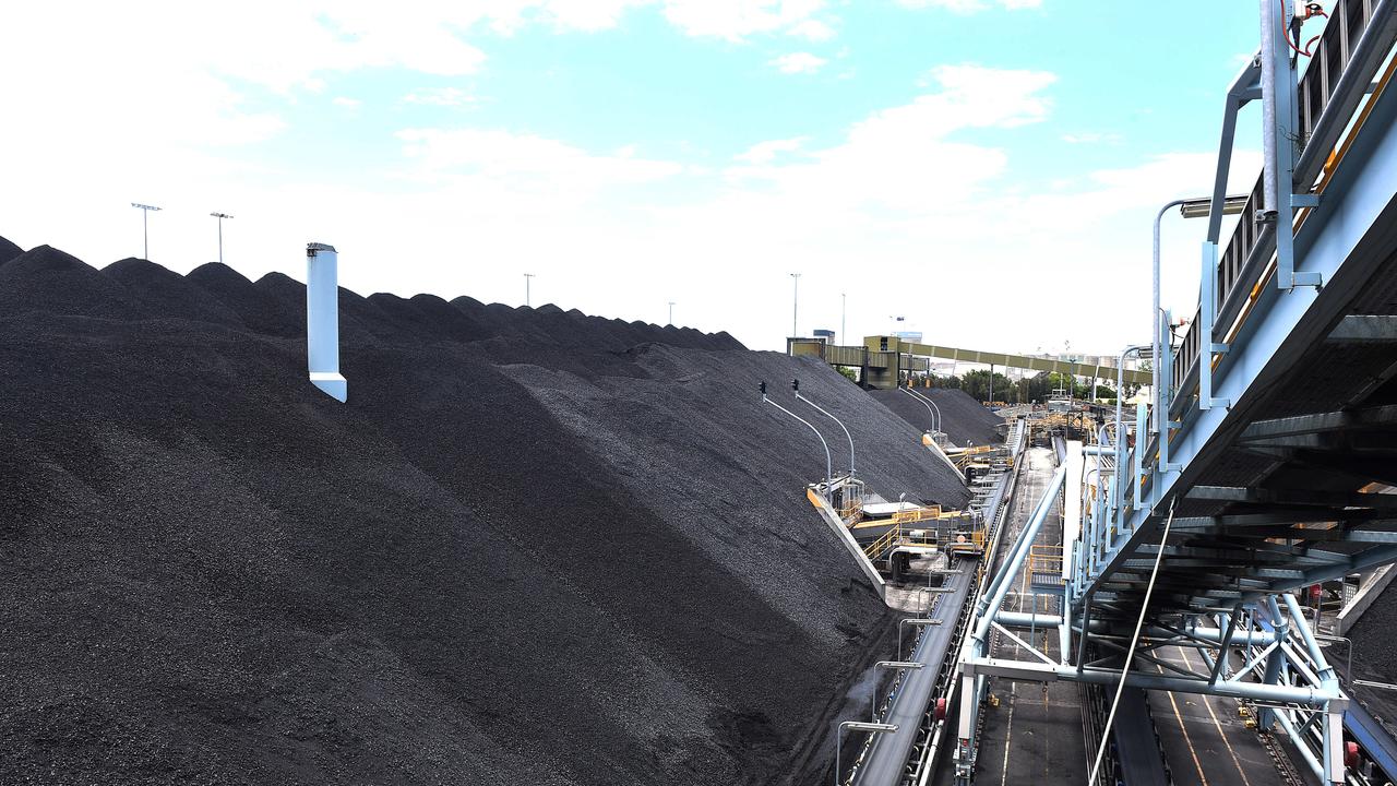 Coal at the Port of Brisbane. No Australian thermal coal was exported to China in the first quarter of this year. Picture: AAP image/John Gass