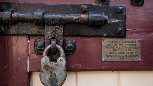 The lock on the old jail cell at Old Petrie Town. Photo: Dominika Lis