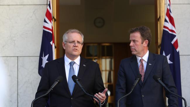 PM Scott Morrison and Minister for Education Dan Tehan. Picture Kym Smith