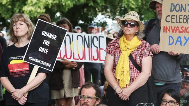 A Change the Date/Invasion Day Rally on parliament lawns in Tasmania. Picture: Nikki Davis-Jones