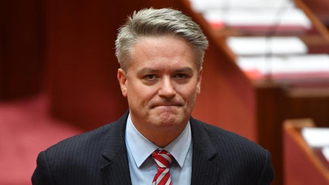 Minister for Finance Senator Mathias Cormann in the Senate chamber at Parliament House in Canberra, Thursday, March 22, 2018. (AAP Image/Mick Tsikas) NO ARCHIVING