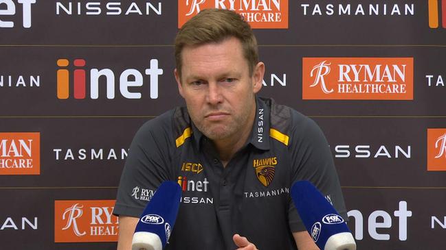 Sam Mitchell addresses the media.