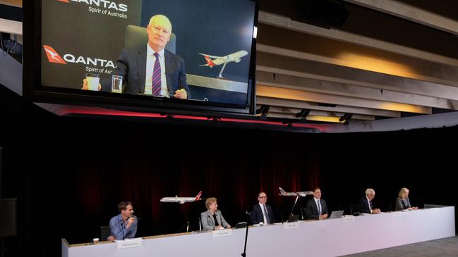 Qantas chairman Richard Goyder overseeing the airline’s AGM in Perth on November 5, 2021. Picture: Supplied