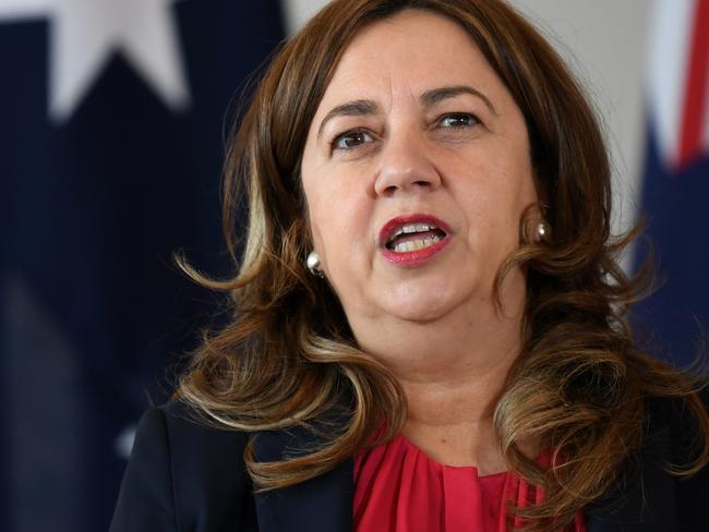 BRISBANE, AUSTRALIA - DECEMBER 13: Queensland Premier Annastacia Palaszczuk speaks during a press conference on December 13, 2021 in Brisbane, Australia. Queensland's border is now open to fully vaccinated domestic travelers into the state without needing to quarantine. Unvaccinated arrivals must quarantine for 14 days. (Photo by Dan Peled/Getty Images)