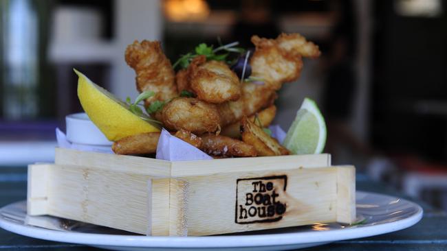 Beer-battered fish and chips from restaurant award finalist, The Boathouse at Palm Beach