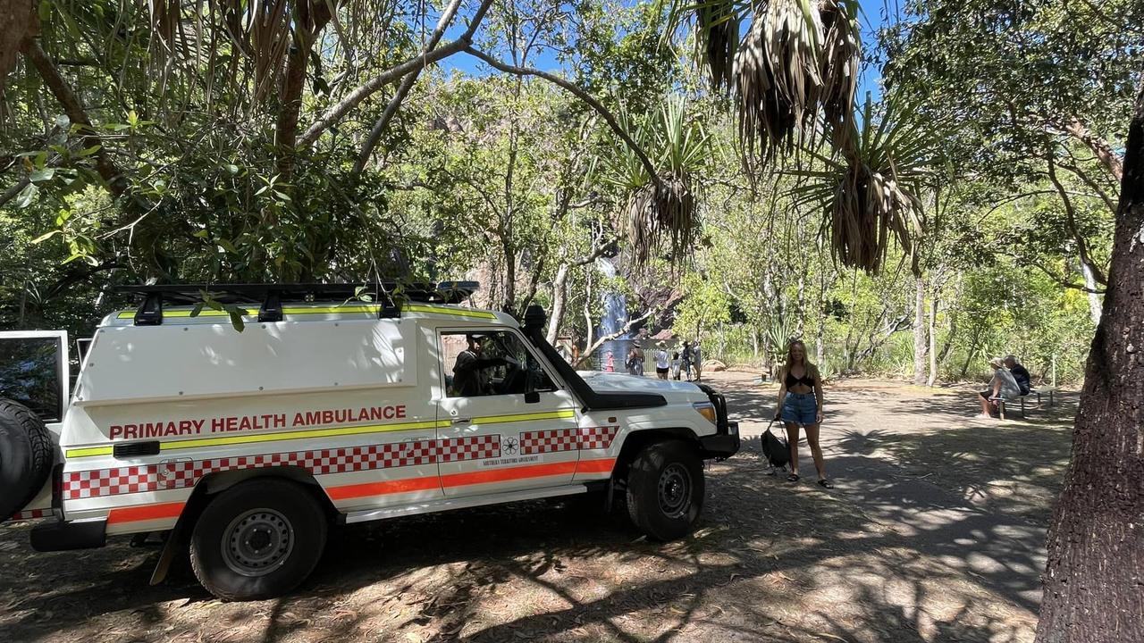 Dozens fled the water and several had to be rescued after the terrifying attack at Wangi Falls on Monday. Picture: Supplied