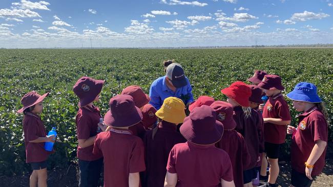 Denison State School students at a local farm as part of CQUniversity's Kids to Farm project.