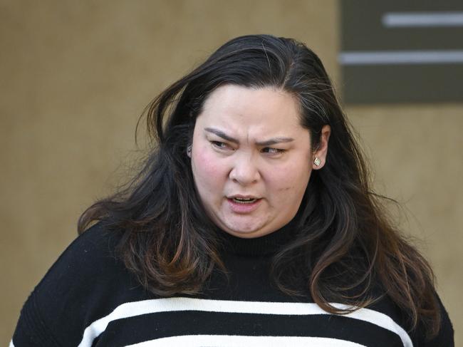 Dr Katrina Romualdez (Director of Emergency, Royal Adelaide Hospital) leaves the Coroners court after giving evidence into the ramping deaths of three people.Monday,June,17,2024.Picture Mark Brake