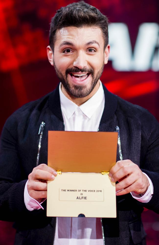 Alfie Arcuri wins The Voice Australia for 2016. Picture: AAP Image/Nine Network Australia