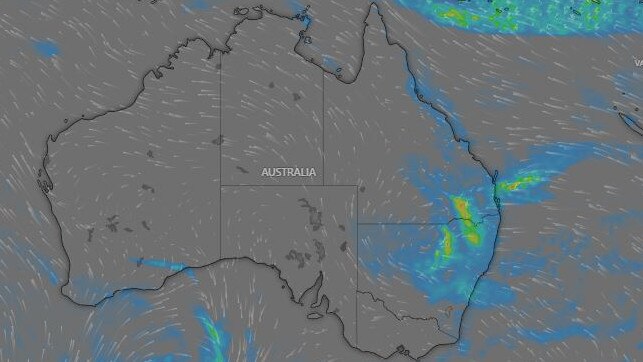 Rainfall predicted on Saturday 4 May- Windy.com